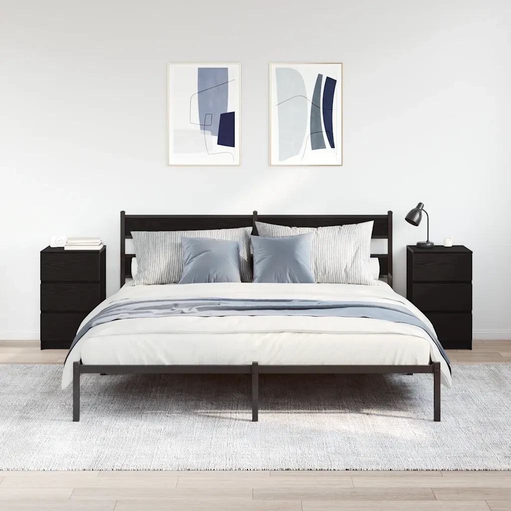 Comodini con 3 Cassetti 2 pz-Set di 2 Tavolino da notte Nero 39x35x65 cm