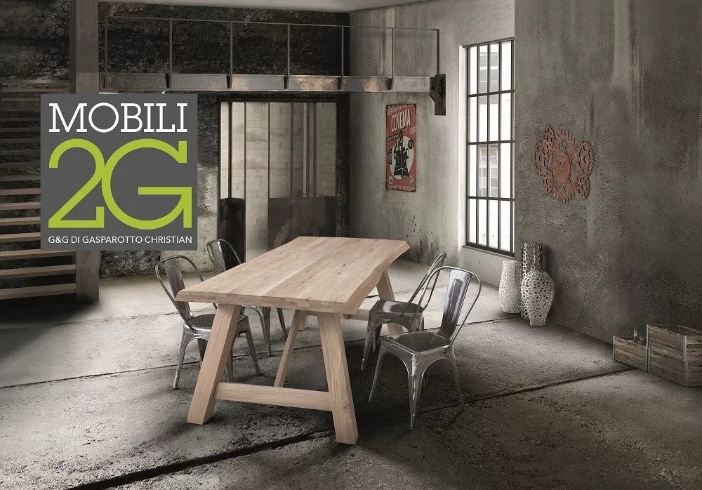 Tavolo massello nodo aperto 250x100 sp. 6 cm  fisso (817) - Mobili 2G