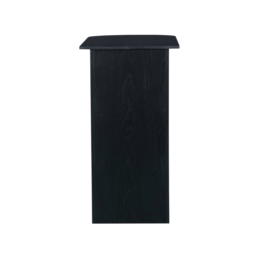 Tavolo alto da cucina decorato in legno con ripostigli, nero