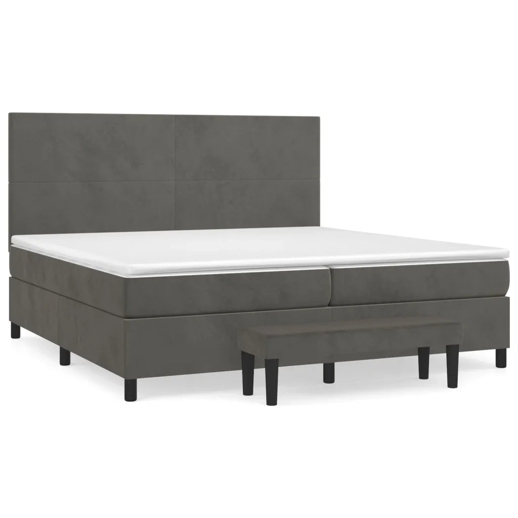 Giroletto a Molle con Materasso Grigio Scuro 200x200 cm Velluto 3137744