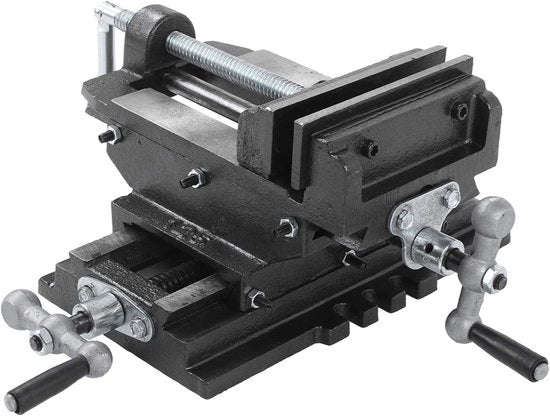 Vice a Tavolo - Vice a Croce - 5 Pollici - Materiale in Ferro Fuso - per Columna o Bore Normale - 14 x 47 x 21,5cm