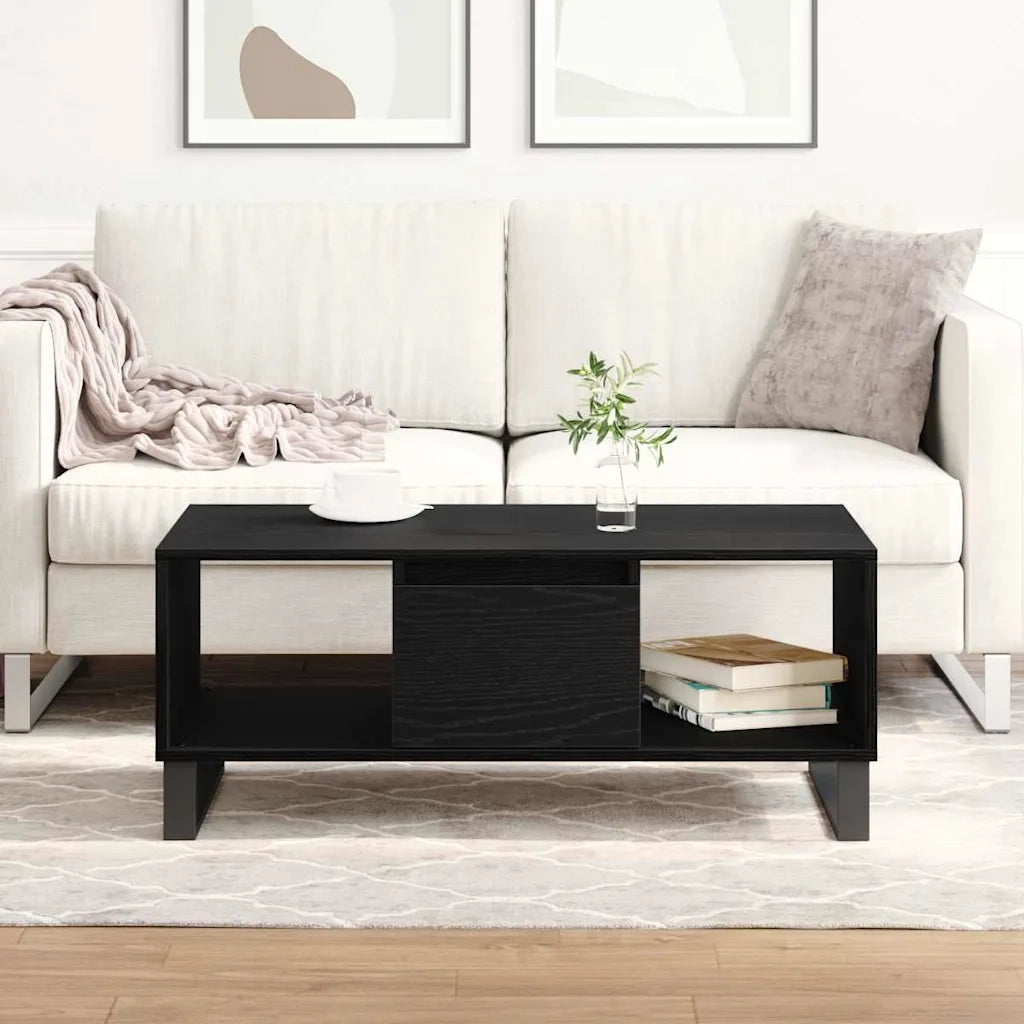 Tavolino da salotto con cassetto Rovere Nero 90 x 50 x 36.5 cm 862964