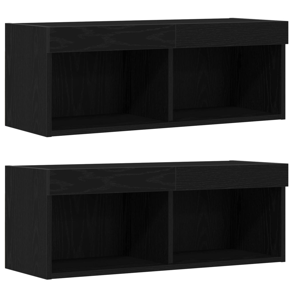 Scaffale Flottante 2 pcs Rovere Nero 40x28,5x40 cm Legno Ingegnerizzato