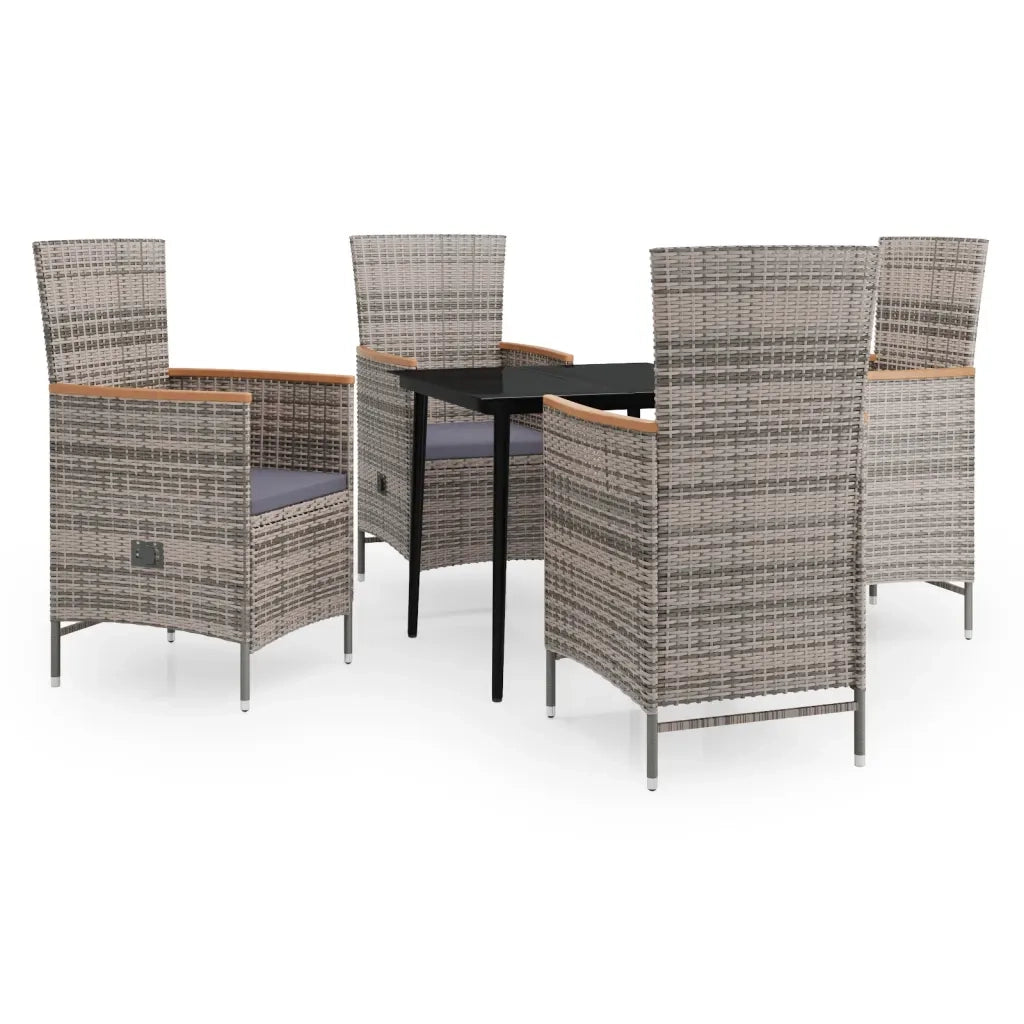 Set Mobili da Pranzo per Giardino 5 pz con Cuscini Grigio cod mxl 40986