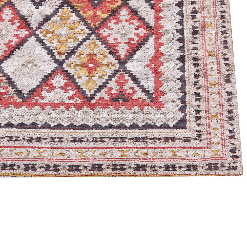 Tappeto in cotone con motivo geometrico 80 x 150 cm multicolore stile moderno camera da letto soggiorno