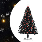 Albero di Natale | Decorazioni natalizie artificiale con luci integrate Nero 150 cm PVC