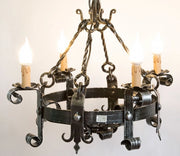 LAMPADARIO FORGIA 4 LUCI FERRO BATTUTO LAMPADE LAMPIONE APPLIQUE LANTERNA