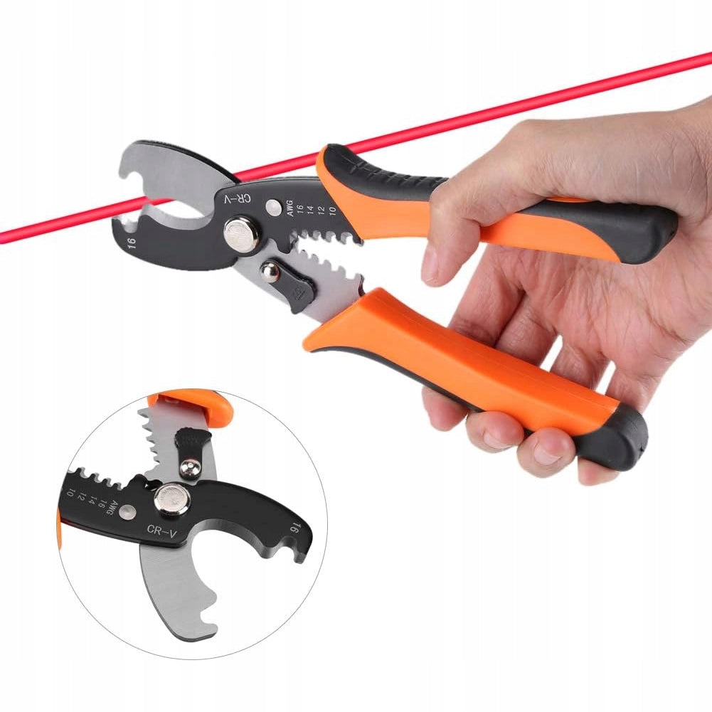 Pinza per Taglio e Spellatura Cavi – Acciaio Temperato, Manico Ergonomico | Lunghezza 180 mm, Gamma 0,2-6 mm