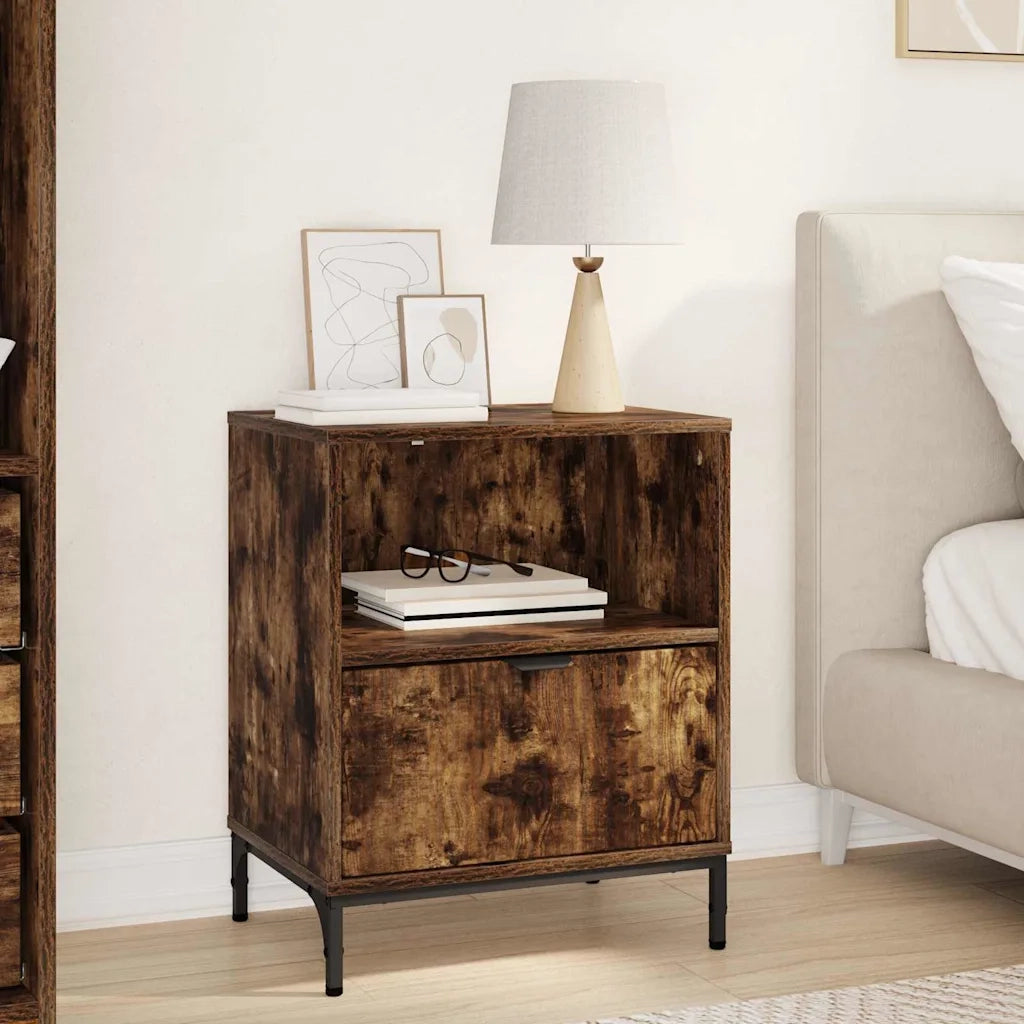 Comodino-Tavolino da notte Rovere fumo 49 x 36 x 61 cm Legno multistrato