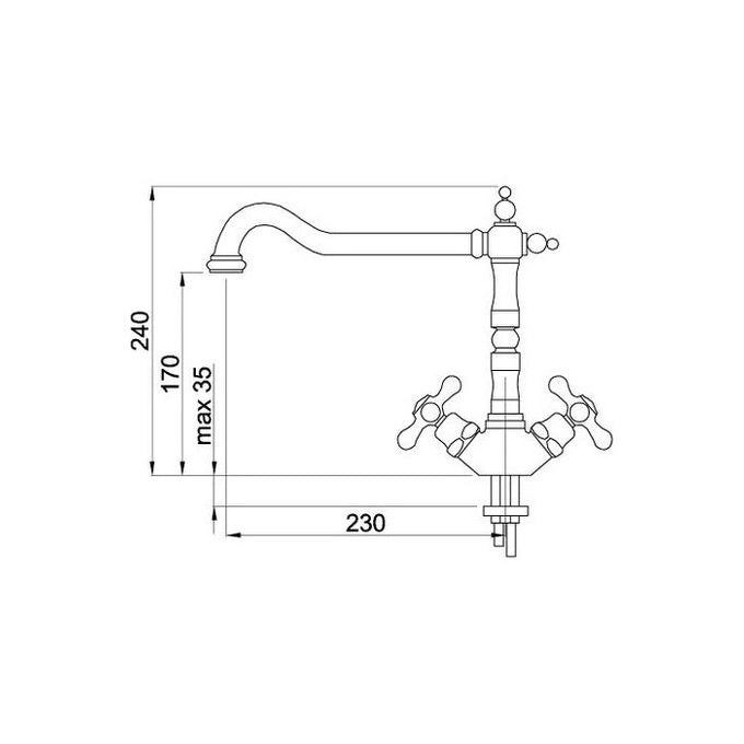 Elleci MIKTAGCR Tago Miscelatore doppio comando con canna tonda girevole Classic Cromato