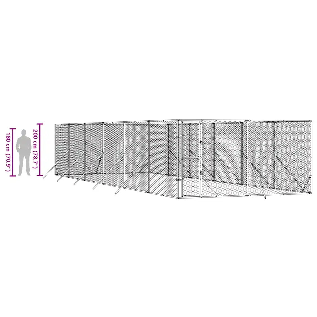 Cuccia per Cani da Esterno Argento 4x12x2 m in Acciaio Zincato 3190457