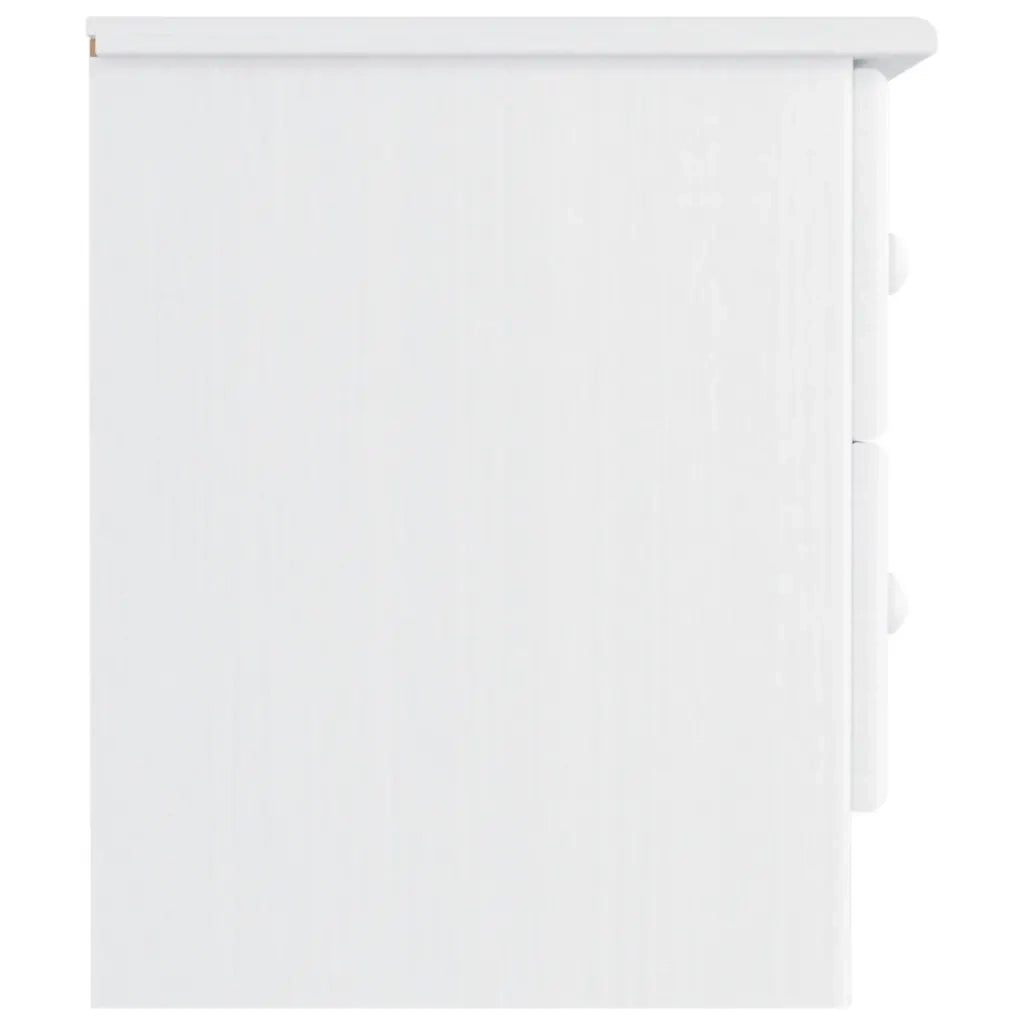 Comodino ALTA Bianco 41x35x41 cm in Legno Massello di Pino 353916