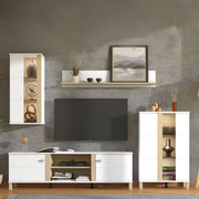 Mobile Soggiorno Albese, Parete Attrezzata Modulabile, 260x40x183h cm Bianco Opaco