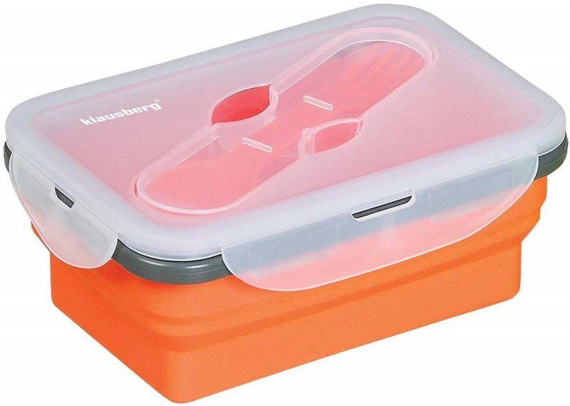 Klausberg KB-7021 Portapranzo pieghevole in silicone con posate