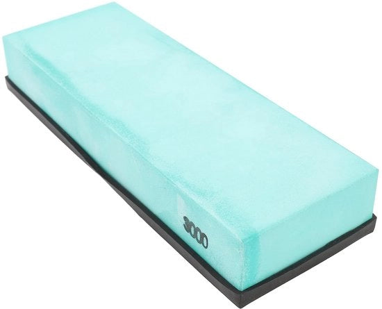 Pietra abrasiva 3000 Grit - Ossidiana di alluminio - Base antiscivolo - Guida angolare - Cinghia in pelle - Migliorata esperienza di affilatura - Strumento abrasivo