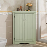 Mobile angolare, libreria a due ante, mobile da bagno, 3 ripiani, in MDF, 61.5 x 34.5 x 80 cm, verde
