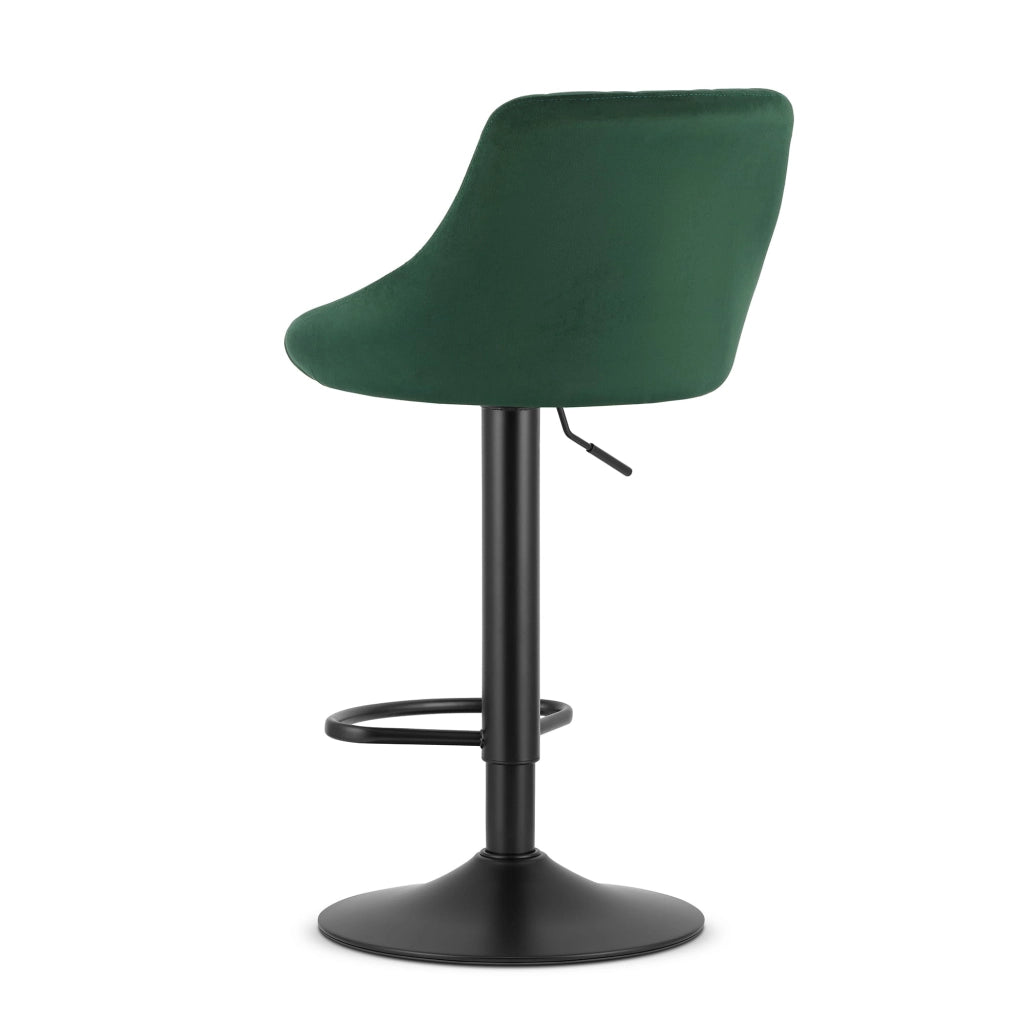 Sgabello girevole VALORA DAKA - Velluto verde con base nera x 2