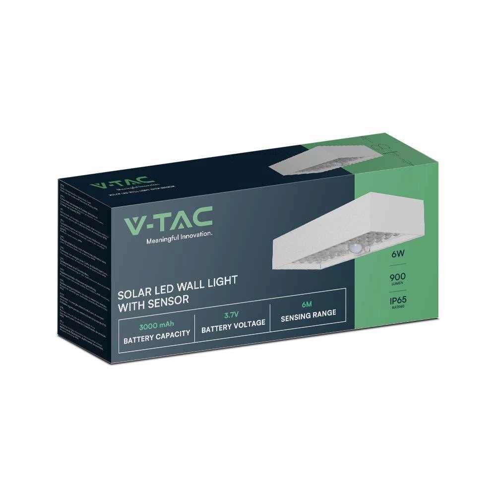 Applique solare 6W 4000K sensore bianca IP65 V-TAC10308