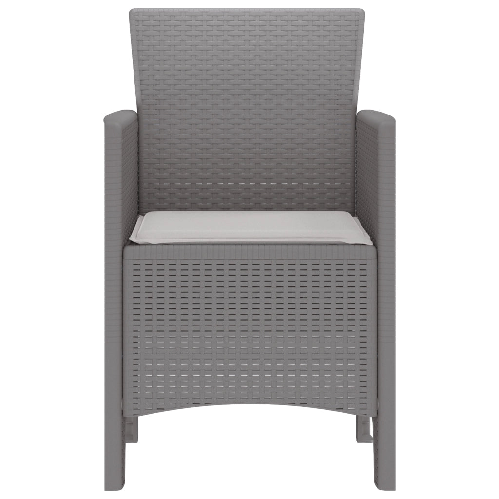 Sedie da giardino con cuscini 2 pz Grigio Chiaro Polyrattan