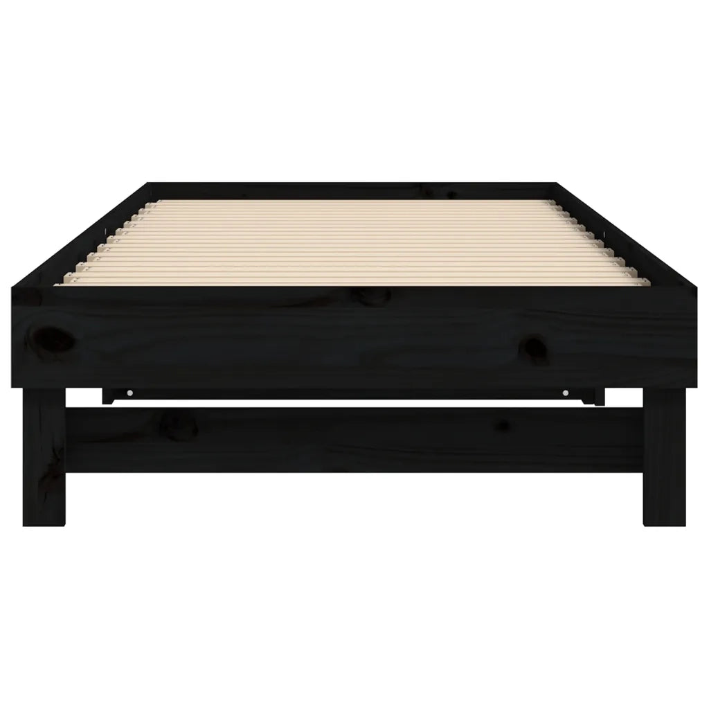 Dormeuse Estraibile Nera 2x(90x200) cm Legno Massello di Pino