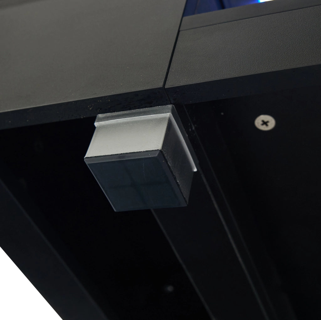 Tavolino da salotto LED nero 100 x 50 x 35 cm con struttura a doppio livello e piano in vetro temperato