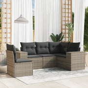 Set Divano da Giardino 5 pz con Cuscini Grigio in Polyrattan 3222569