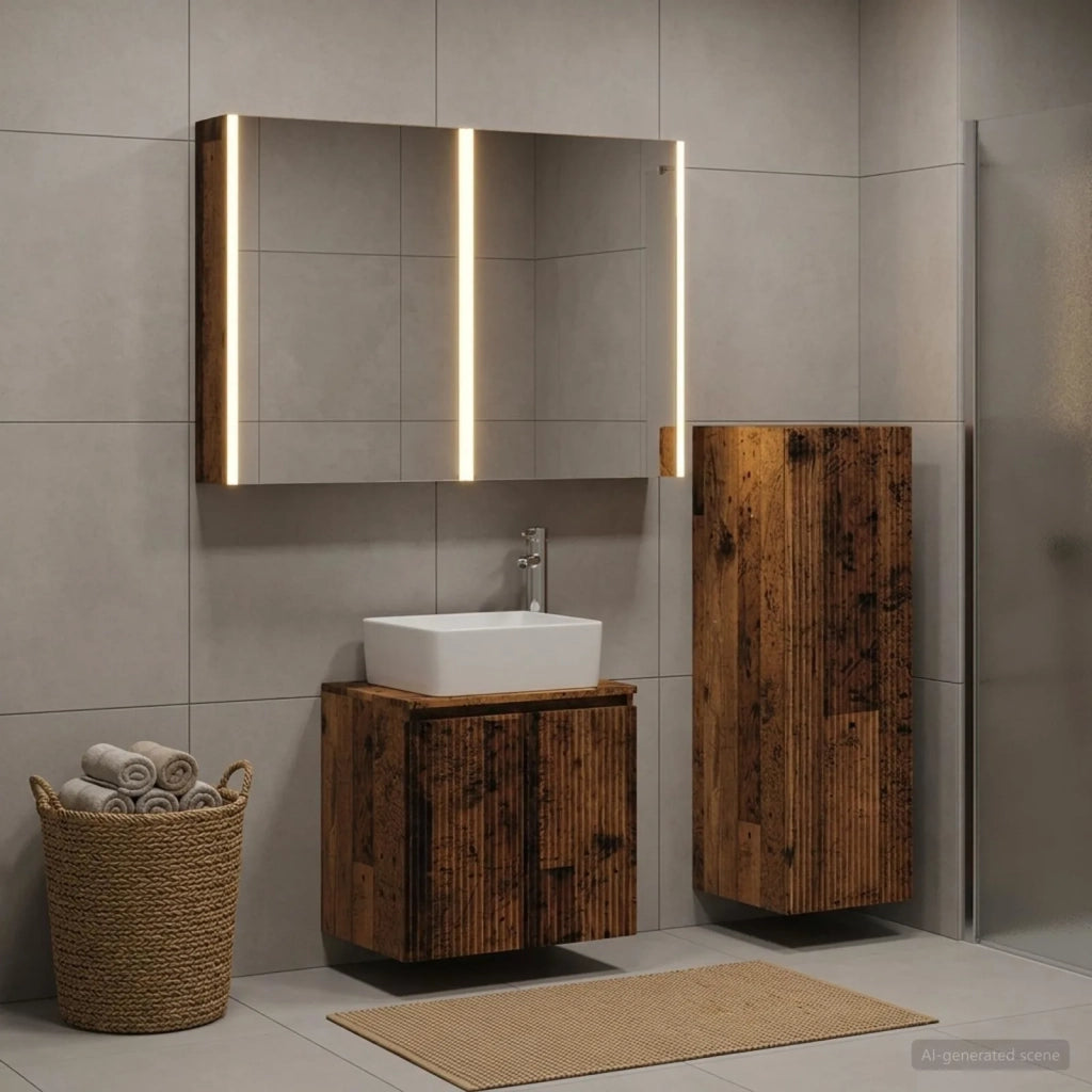 Set di mobili per il bagno 4 pz Legno antico 3407453