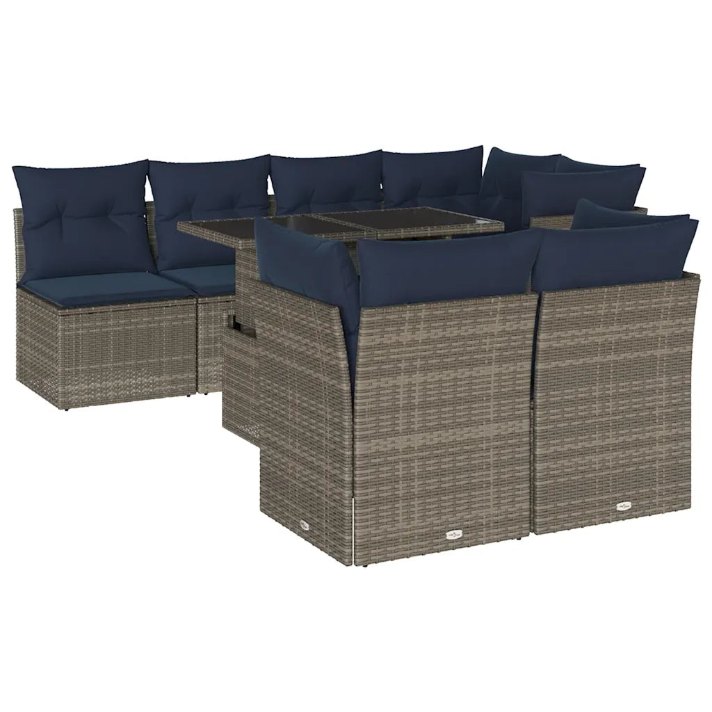 Set Divani da Giardino 8 pz con Cuscini Grigio in Polyrattan 3266411