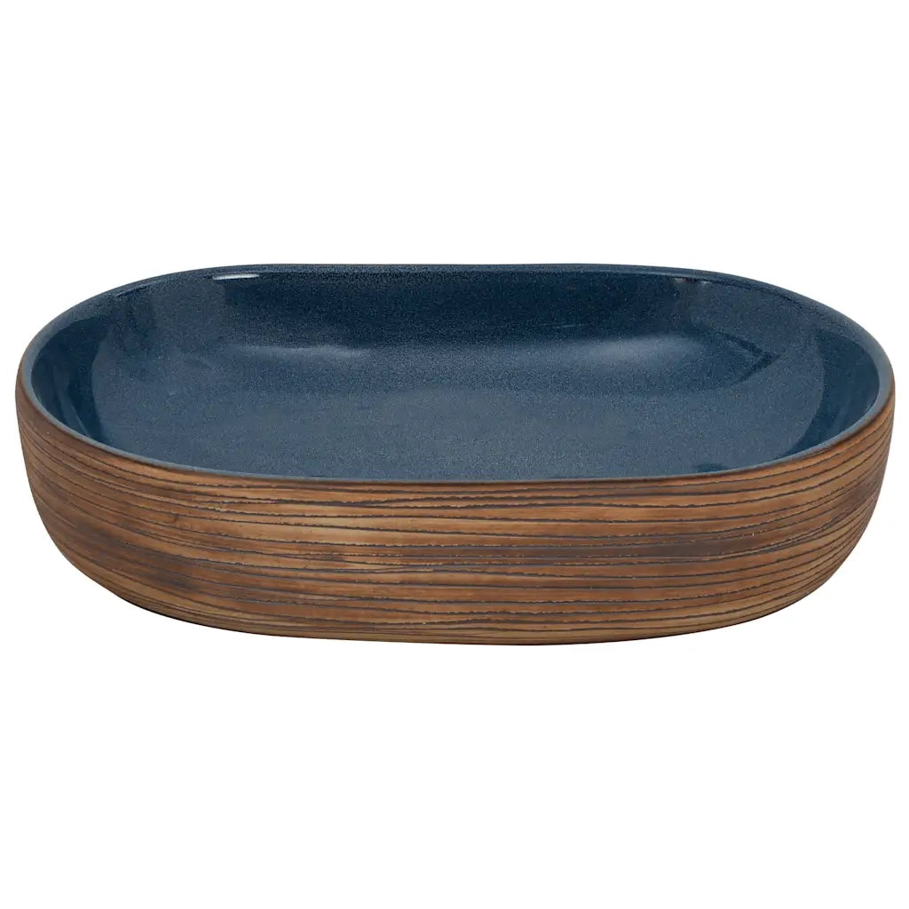 Lavabo da Appoggio Marrone e Blu Ovale 59x40x14 cm Ceramica 155100
