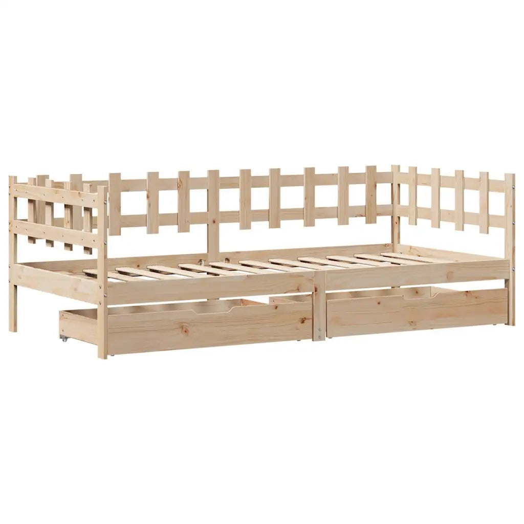 Dormeuse con Cassetti 90x190 cm in Legno Massello Pino 3302136