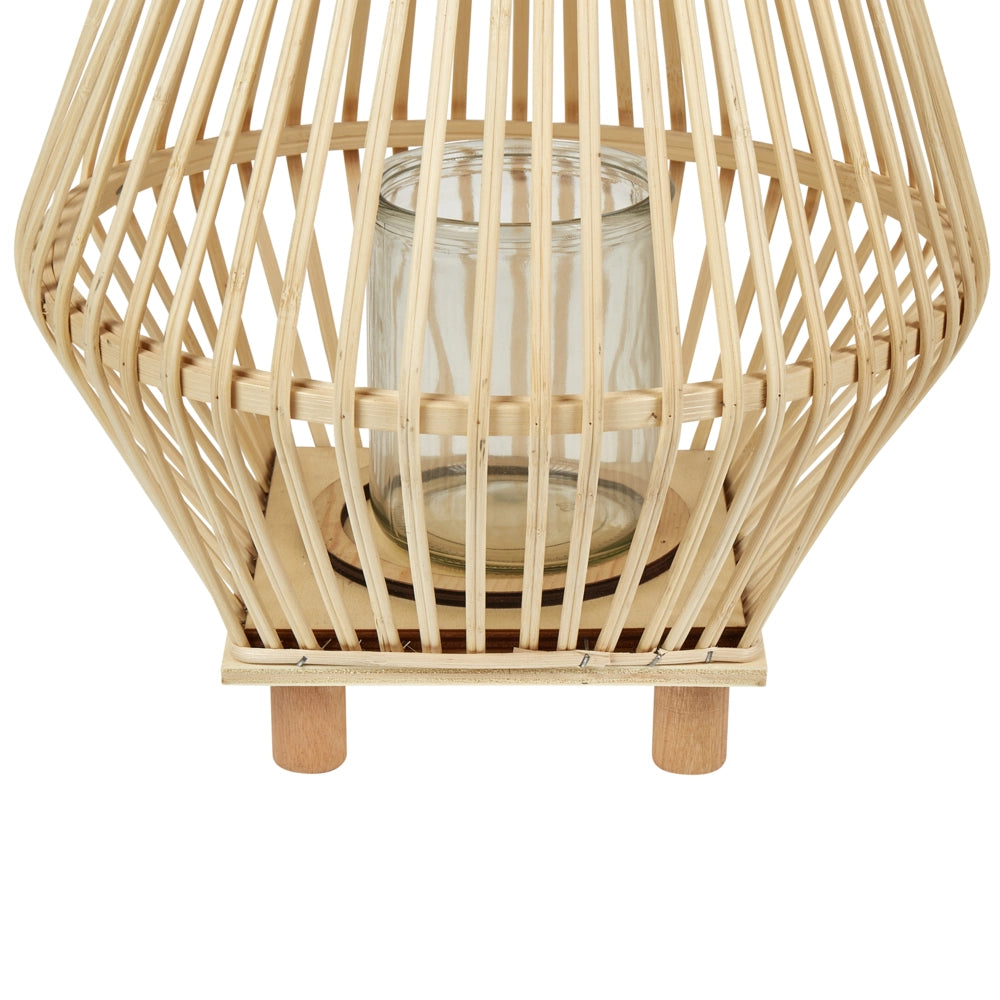 Lanterna in legno di salice con supporto in vetro 58 cm stile boho soggiorno sala da pranzo