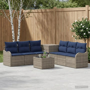 Set di divani 8 pz Grigio e Blu Navy Rattan sintetico e Acciaio 3448061