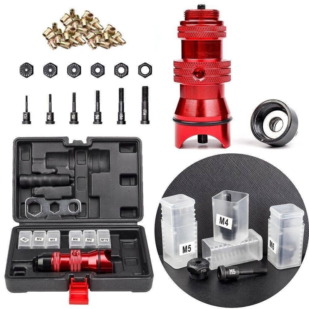 Trade Shop - Kit Conversione Da Trapano A Rivettatrice Inserti Rivetti Filettati M3-m10 07445 -