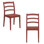 Set 2 sedie in polipropilene REA, MADE IN ITALY, impilabile, resistente ai raggi UV, design classico, ideale per sala da pranzo, cucina, sala d’attesa, bar, ristoranti o giardino, colore Mattone
