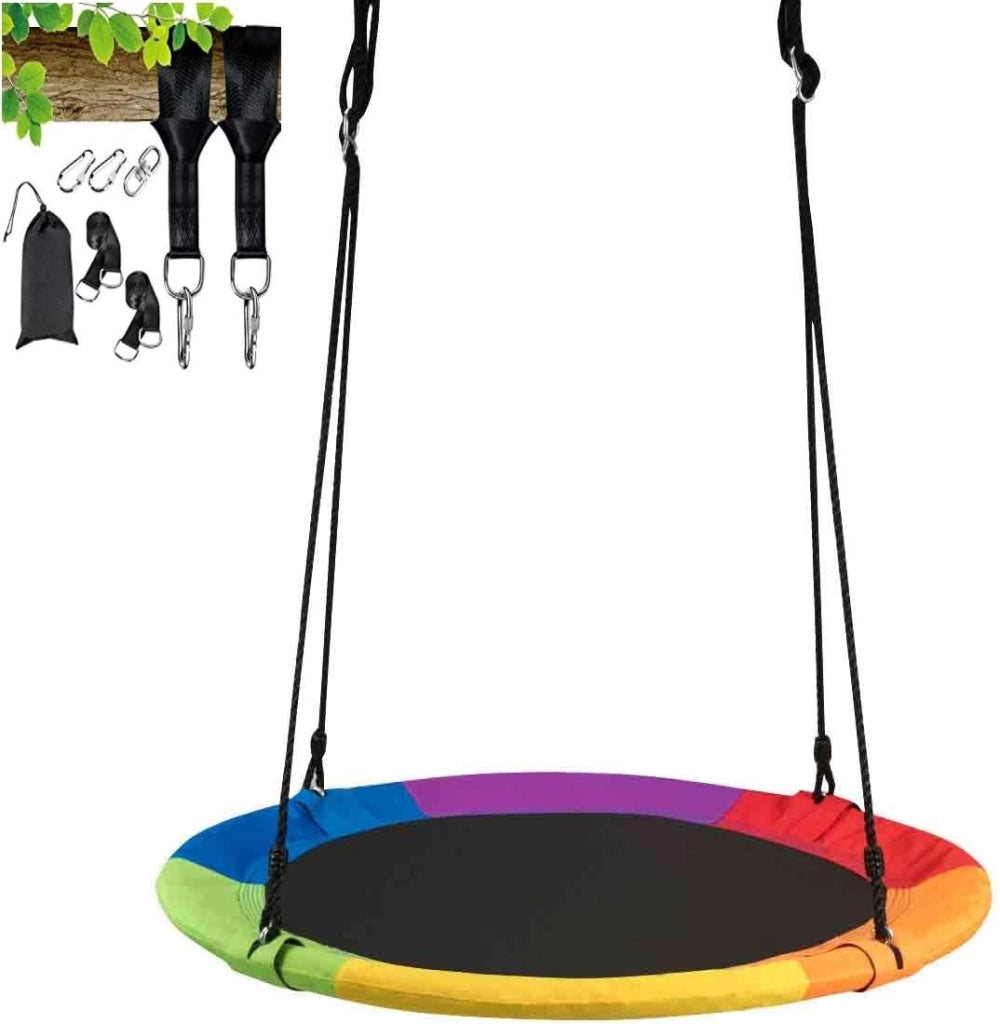 Altalena da Giardino a Nido, Altalena da Giardino per Bambini Con Telaio in Metallo, Regolabile in Altezza: 100-180 cm, Capacità di Carico 150 kg, Con Kit Sospensione (Colorato)