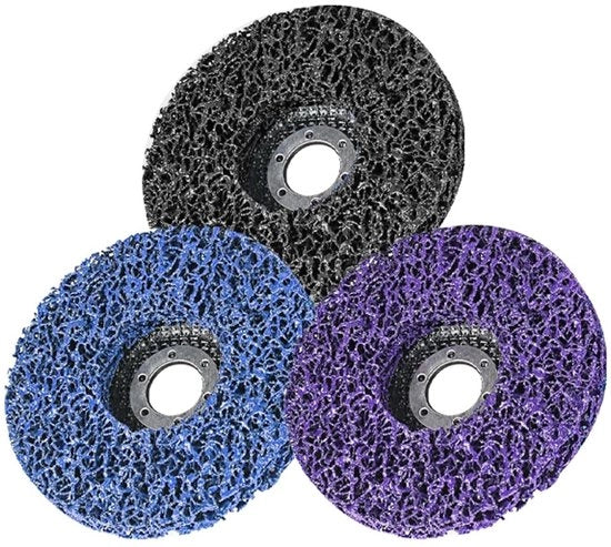 Kit di abrasivi a setola 125mm - Set di 3 - Disco di pulizia - Disco a setola in nylon - Disco per rimozione vernici - Disco per rimozione ruggine e lucidatura - Piastra di schiuma