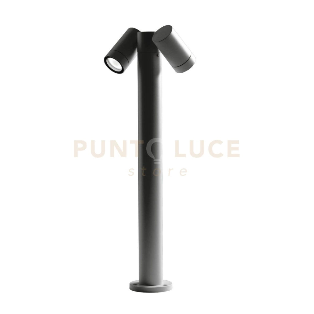 GES1123- PALETTO IN ALLUMINIO 2 LUCI ATTACCO GU10 ANTRACITE IP65 H.70CM ORIENTABILE