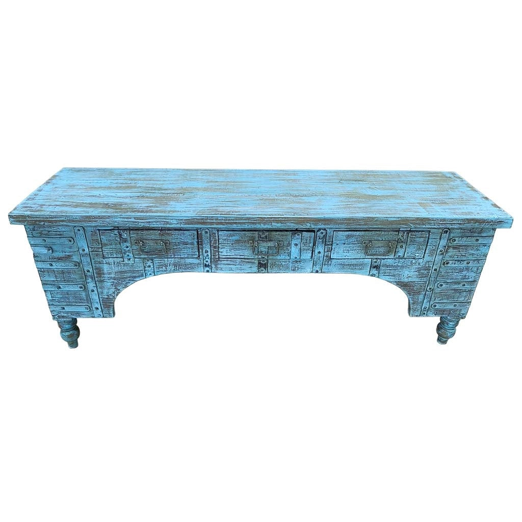 Mobile basso artigianale in legno 165-175x45x57h cm