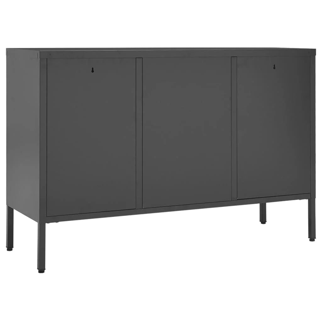 Buffet credenza cassettiera armadio mobile contenitore organizer per cucina soggiorno salotto 105 x 35 x 70 cm acciaio e vetro temperato antracite 02_0029691