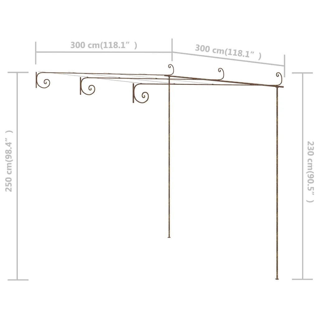 Pergolato da Giardino Marrone Anticato 3x3x2,5 m in Ferro CFW2532566