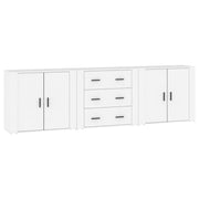 Credenze 3 pz | Madia | Buffet da pranzo | Armadio da pranzo Bianco in Legno Multistrato