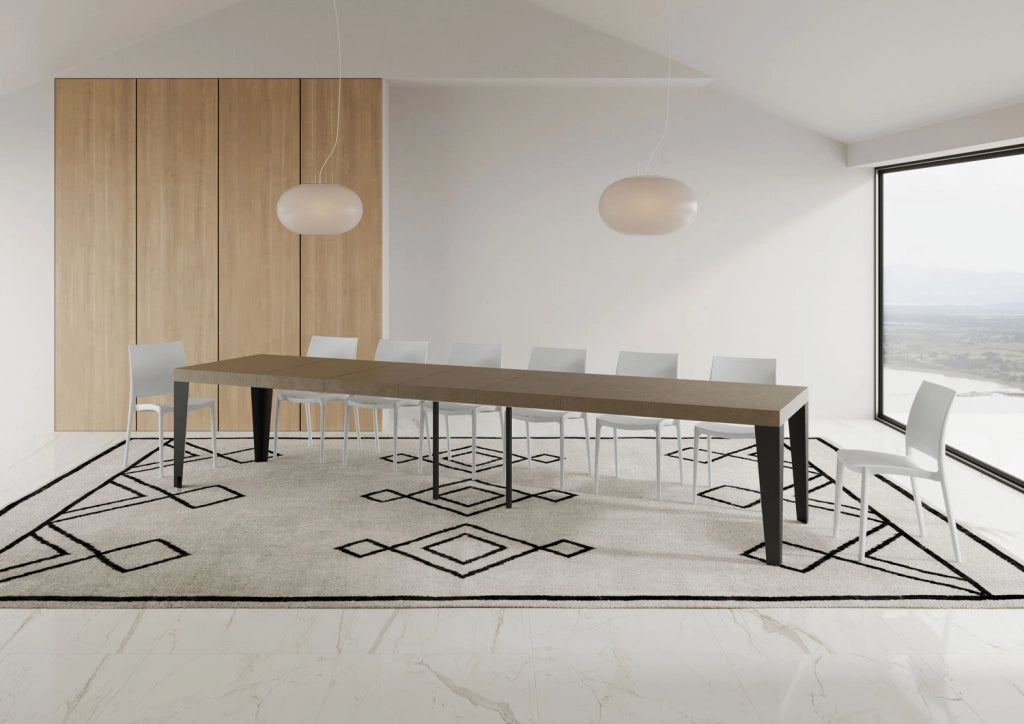 Tavolo Allungabile 120/380x90 cm Flame Premium Tortora Gambe Antracite