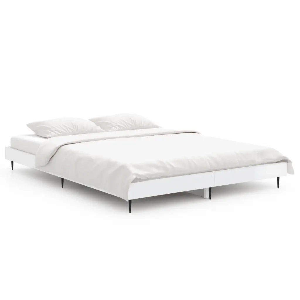 Giroletto-Struttura Letto Bianco Lucido 135x190 cm in Legno Multistrato