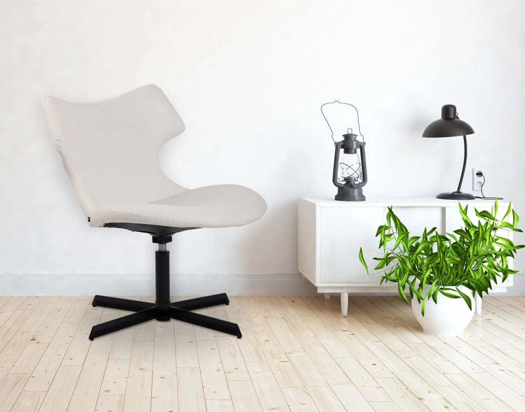 Sedia da lounge Welland in similpelle bianco