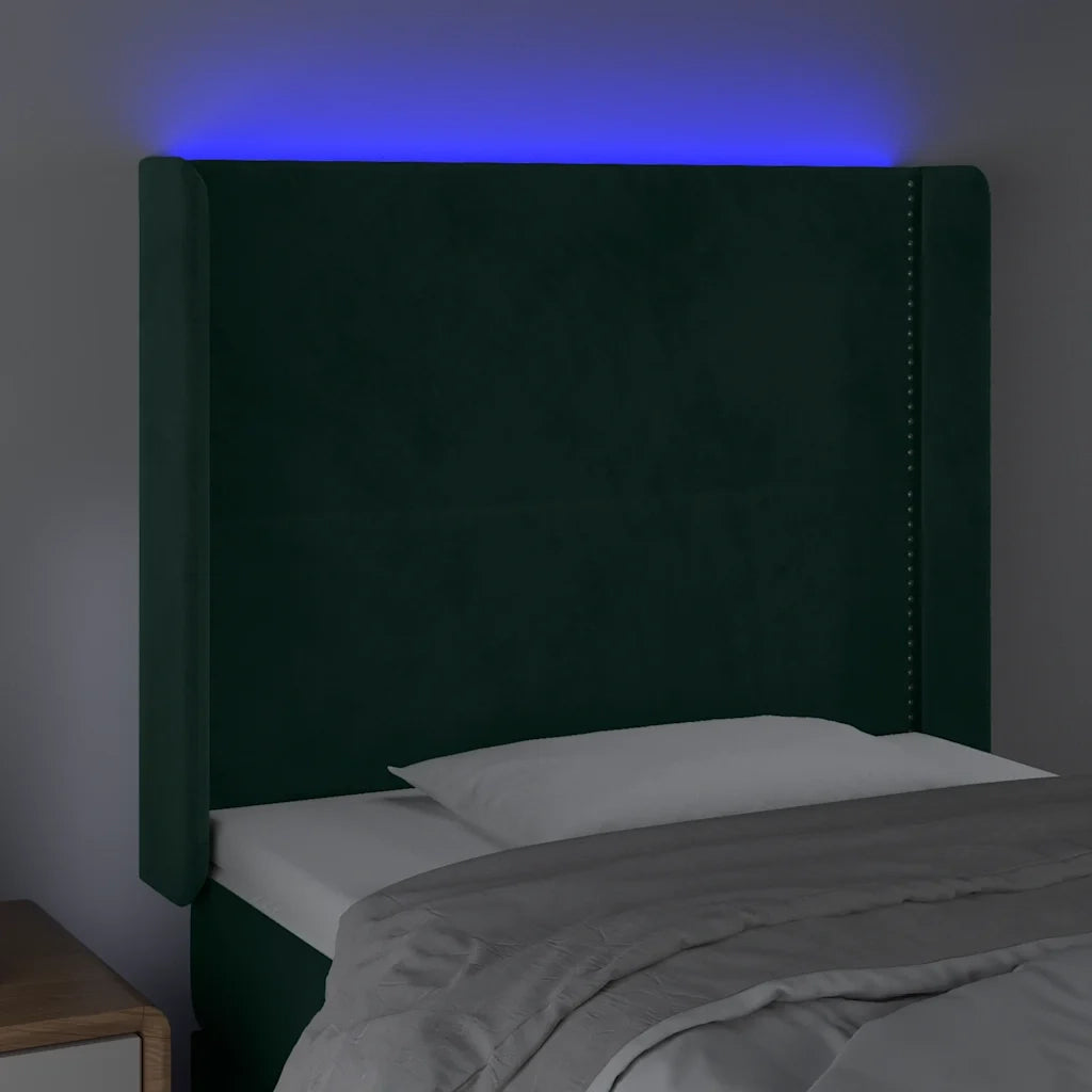 Testiera a LED Verde Scuro 103x16x118/128 cm in Velluto 3123953
