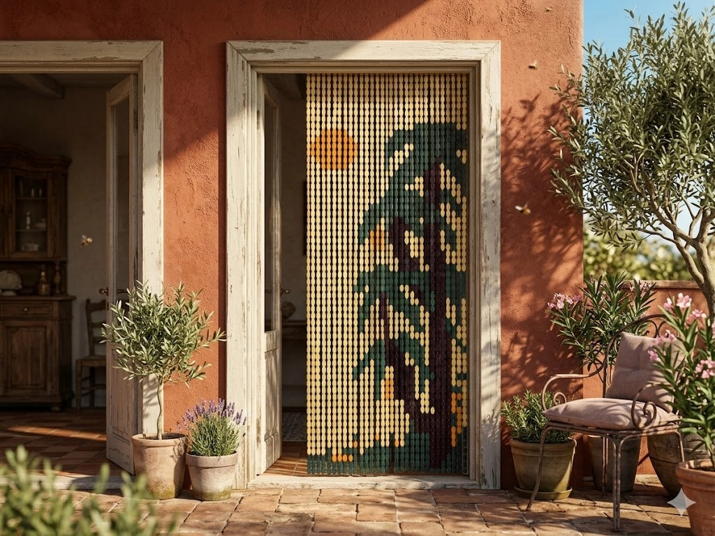 Tenda Anti Mosche a Piastrina Palme Vette Plastica Alluminio 100 x 220 cm