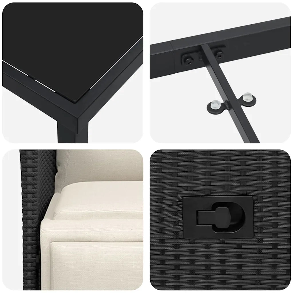 Set da Pranzo per Giardino con cuscino 5 pcs Nero polyrattan 3379565