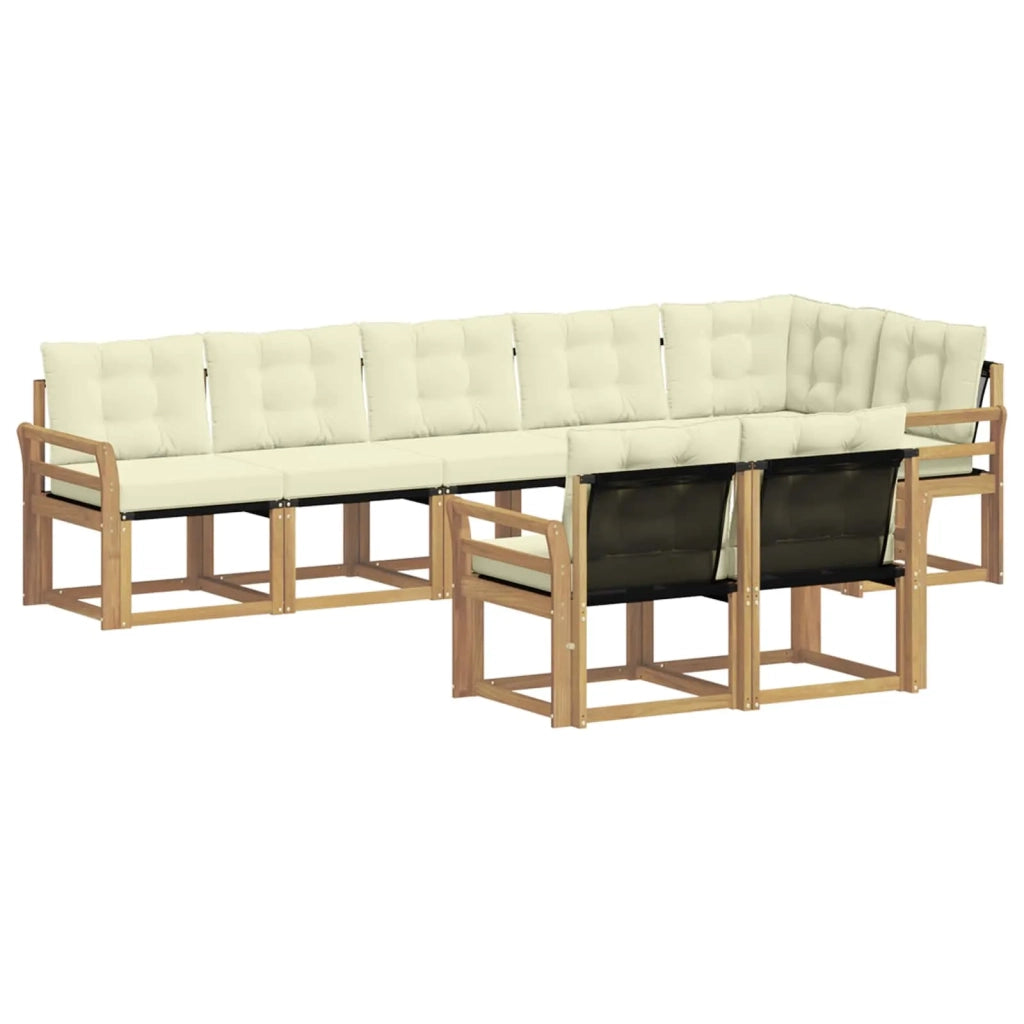 Set di divani da esterno con cuscino 8 pcs Bianco e Crema