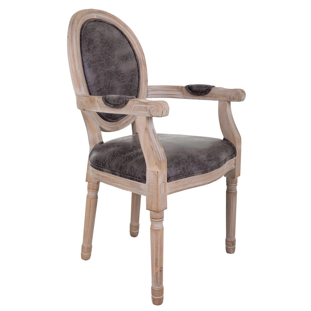 Poltrona in legno imbottita grigia 55x46x48/96h
