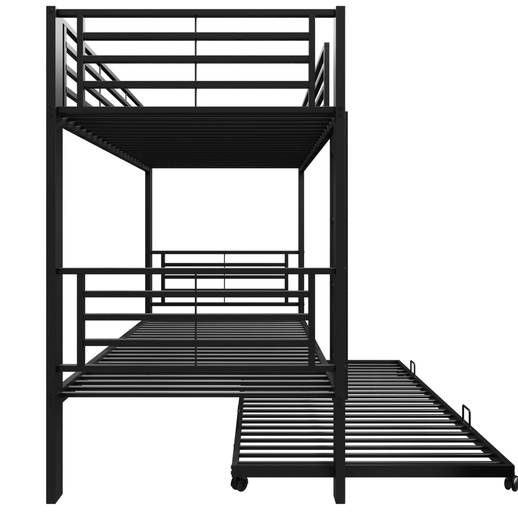 Letto a castello in metallo 90x200 cm con letto estraibile 90x190 cm; nero
